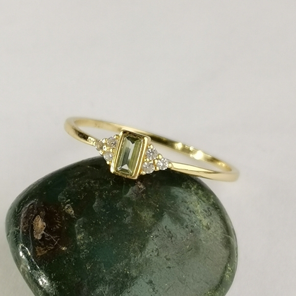 Citrine Diamond Accent Ring 14k Gold on Sterling Silver size 7 Stacking 🆕 - Picture 4 of 8